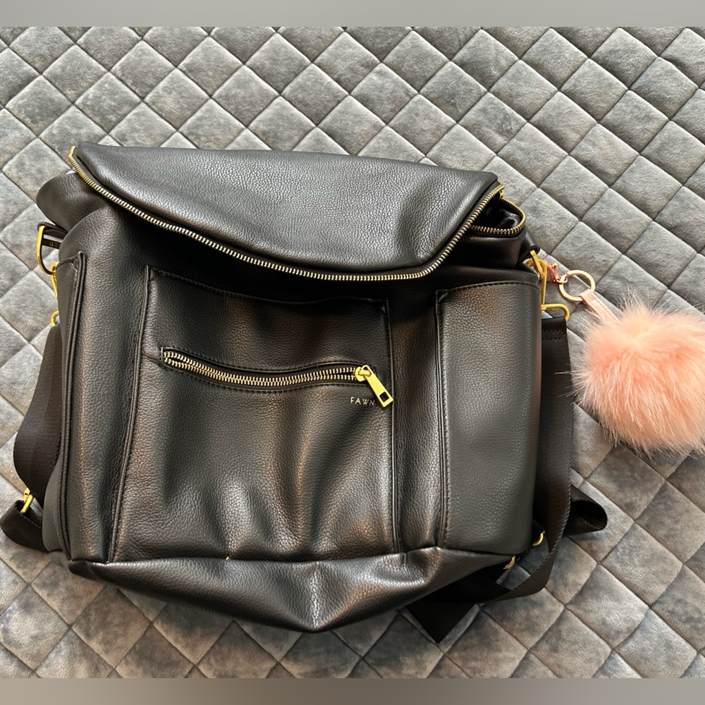 Fawn Brand vegan leather Black Diaper Bag backpack (similar to itzy ritzy)